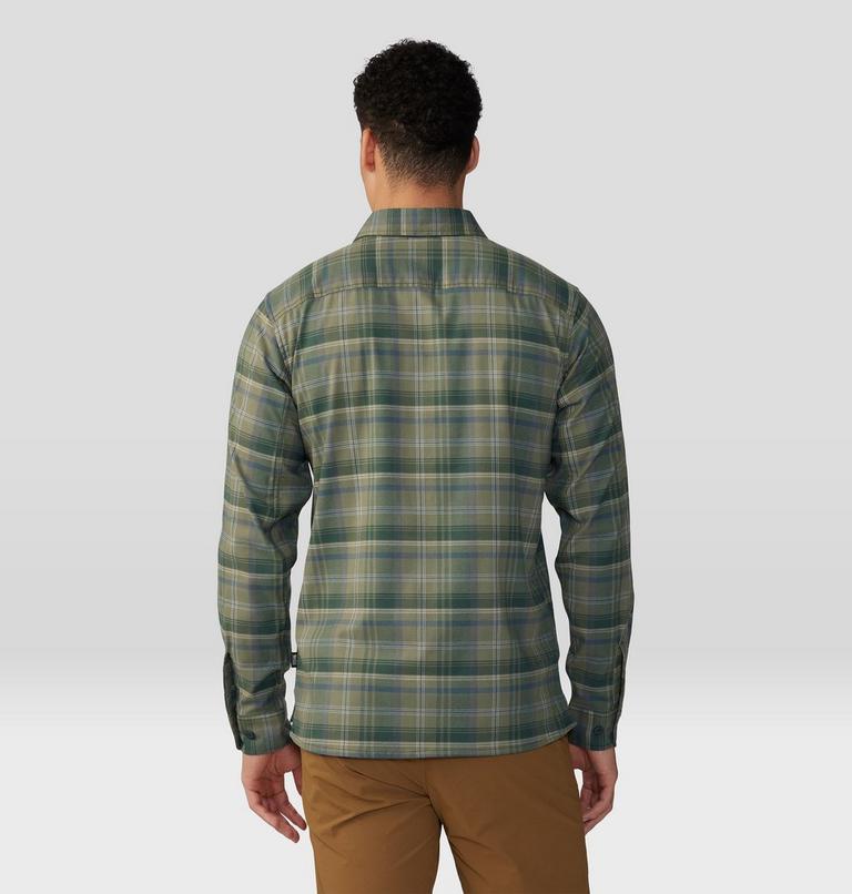 Men's Voyager One Long Sleeve Shirt, Color: Stone Green Bucket List Plaid, image 2