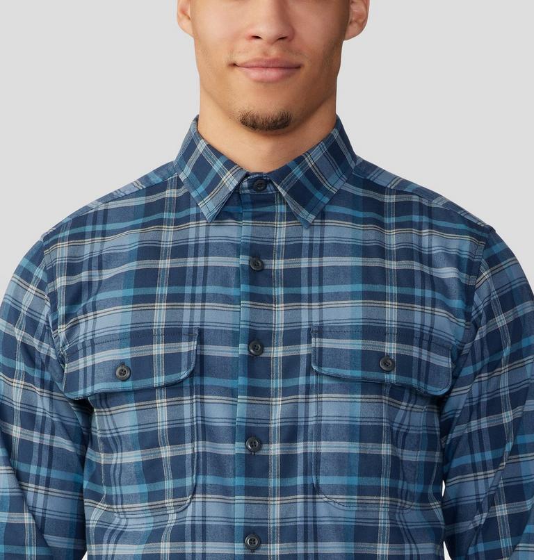 Men's Voyager One Long Sleeve Shirt, Color: Light Zinc Bucket List Plaid, image 4