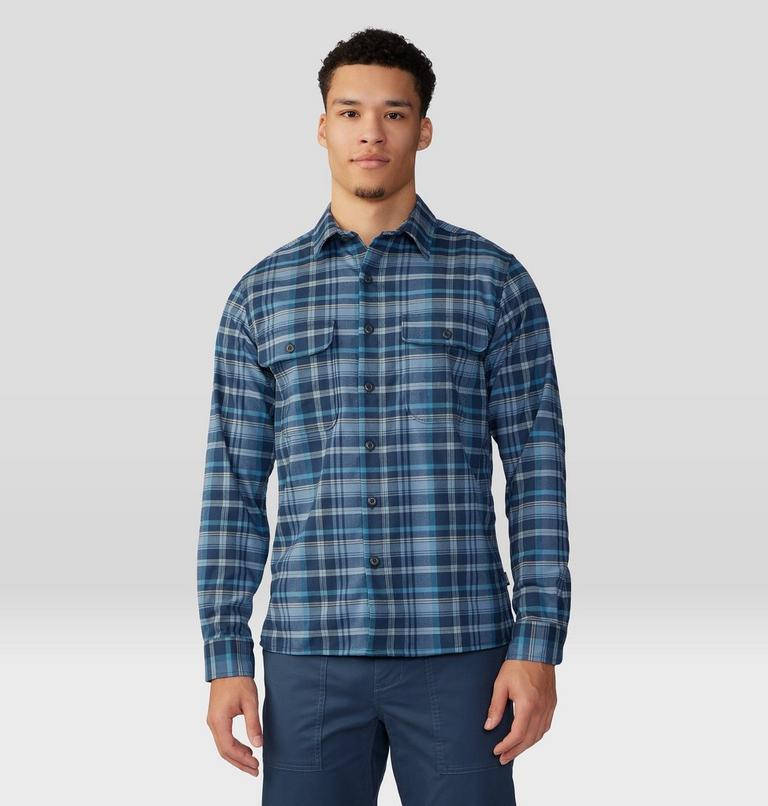 Men's Voyager One Long Sleeve Shirt, Color: Light Zinc Bucket List Plaid, image 5