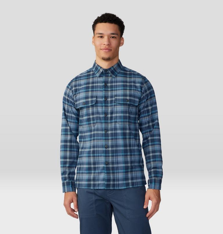 Men's Voyager One Long Sleeve Shirt, Color: Light Zinc Bucket List Plaid, image 6