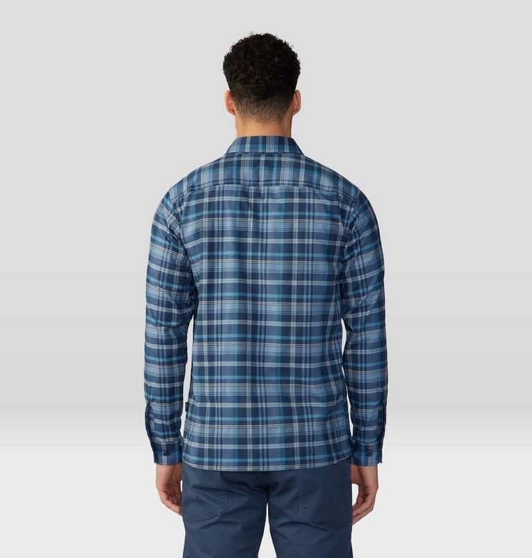 Men's Voyager One Long Sleeve Shirt, Color: Light Zinc Bucket List Plaid, image 2