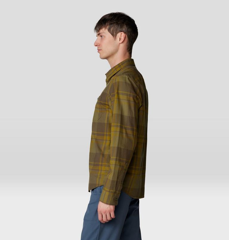 Men's Big Cottonwood Long Sleeve Shirt, Color: Combat Green Fireside Plaid, image 3