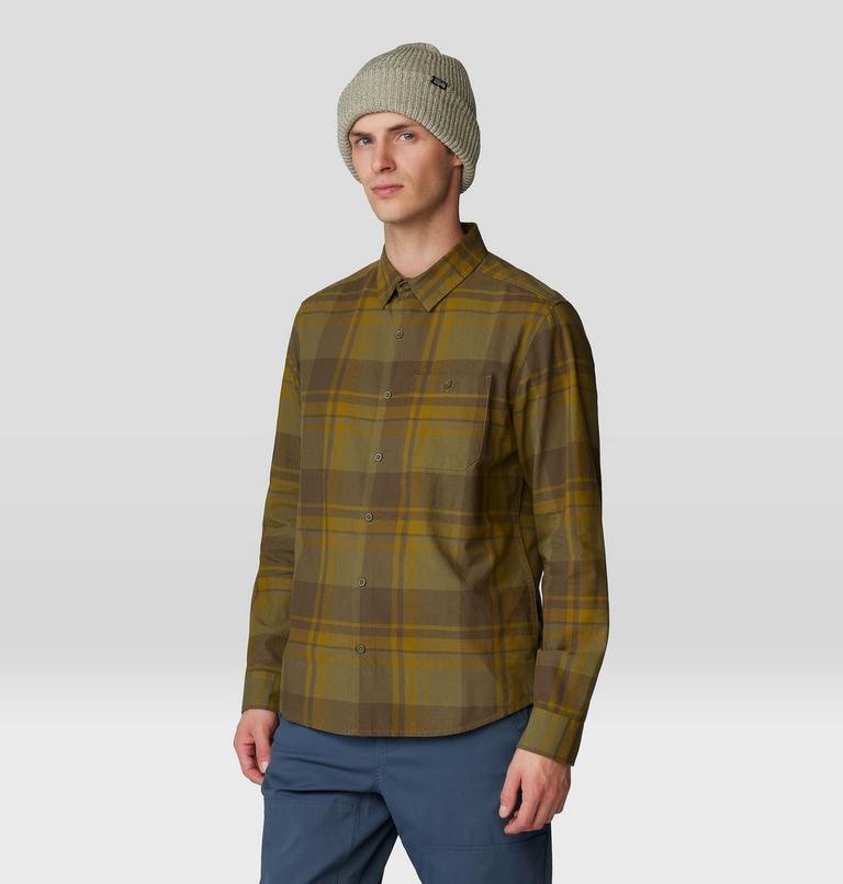 Men's Big Cottonwood Long Sleeve Shirt, Color: Combat Green Fireside Plaid, image 5