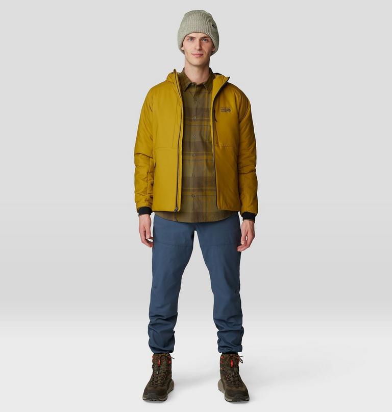 Men's Big Cottonwood Long Sleeve Shirt, Color: Combat Green Fireside Plaid, image 6