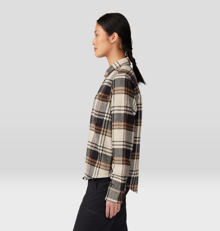 Women's Plusher Long Sleeve Shirt, Color: Oyster Shell Plaid Print, image 3