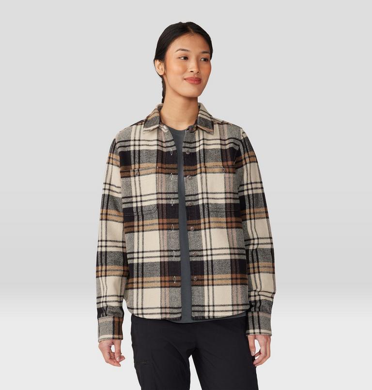 Women's Plusher Long Sleeve Shirt, Color: Oyster Shell Plaid Print, image 6