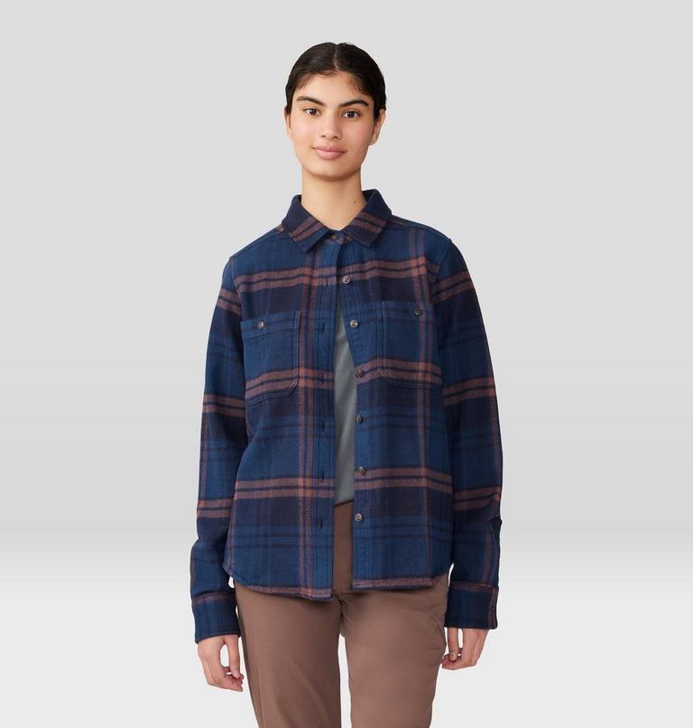 Women's Plusher Long Sleeve Shirt, Color: Dark Zinc Plaid Print, image 5