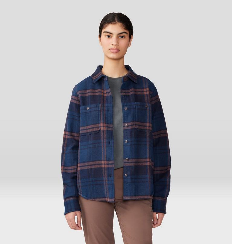 Women's Plusher Long Sleeve Shirt, Color: Dark Zinc Plaid Print, image 6