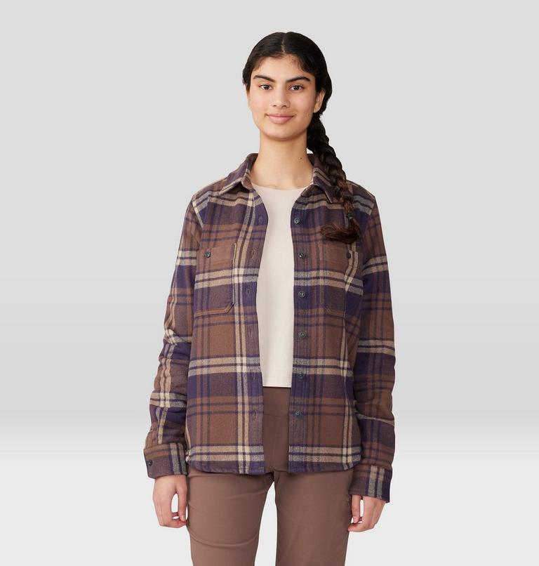 Women's Plusher Long Sleeve Shirt, Color: Blurple Plaid Print, image 6