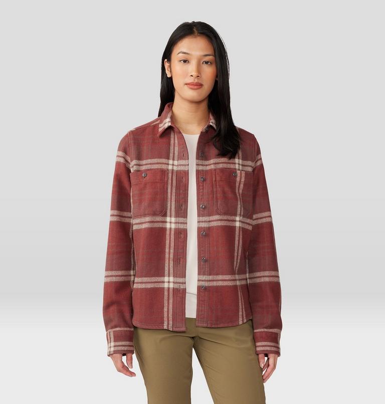 Women's Plusher Long Sleeve Shirt, Color: Clay Earth Plaid Print, image 8