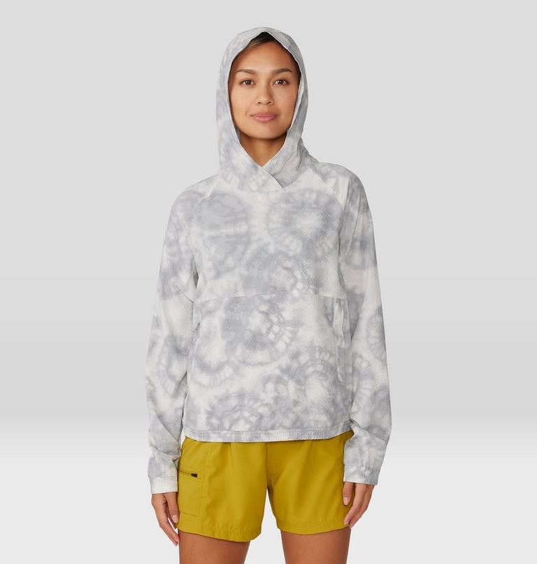 Chandail manches longues à capuchon Sunshadow Femme, Color: Grey Ice Spore Dye Print, image 1