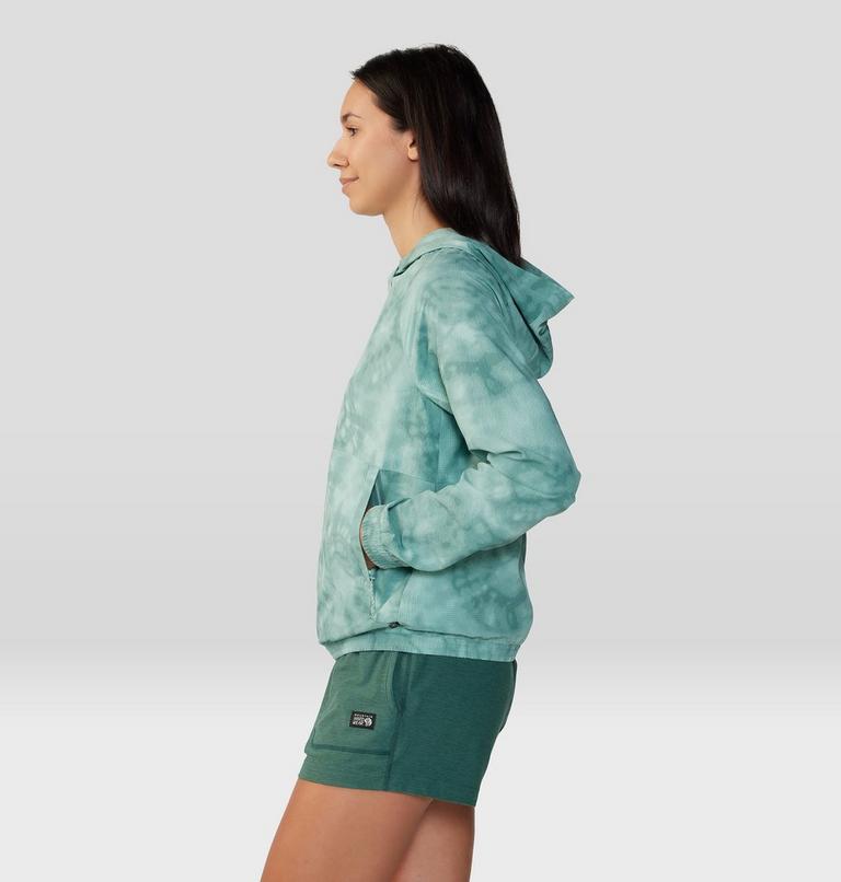 Women's Sunshadow Long Sleeve Hoody, Color: Mineral Spring Spore Dye Print, image 3