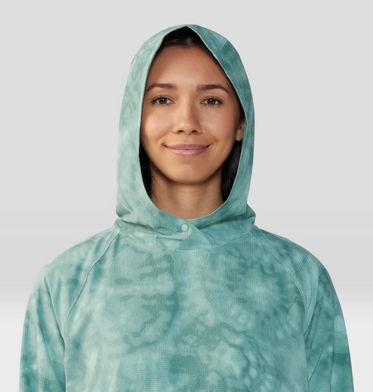 Women's Sunshadow Long Sleeve Hoody, Color: Mineral Spring Spore Dye Print, image 4
