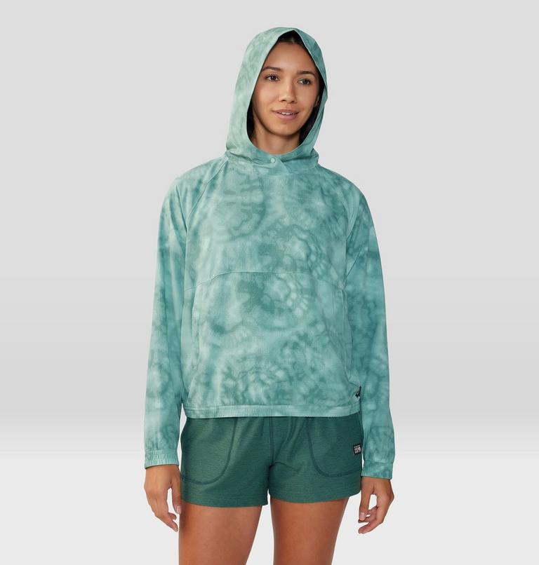 Women's Sunshadow Long Sleeve Hoody, Color: Mineral Spring Spore Dye Print, image 5
