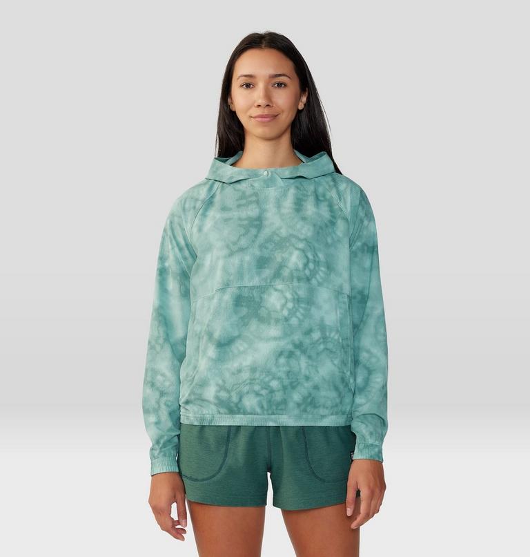 Women's Sunshadow Long Sleeve Hoody, Color: Mineral Spring Spore Dye Print, image 1