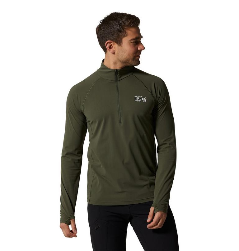 Haut avec demi-fermeture éclair Mountain Stretch Homme, Color: Surplus Green, image 1