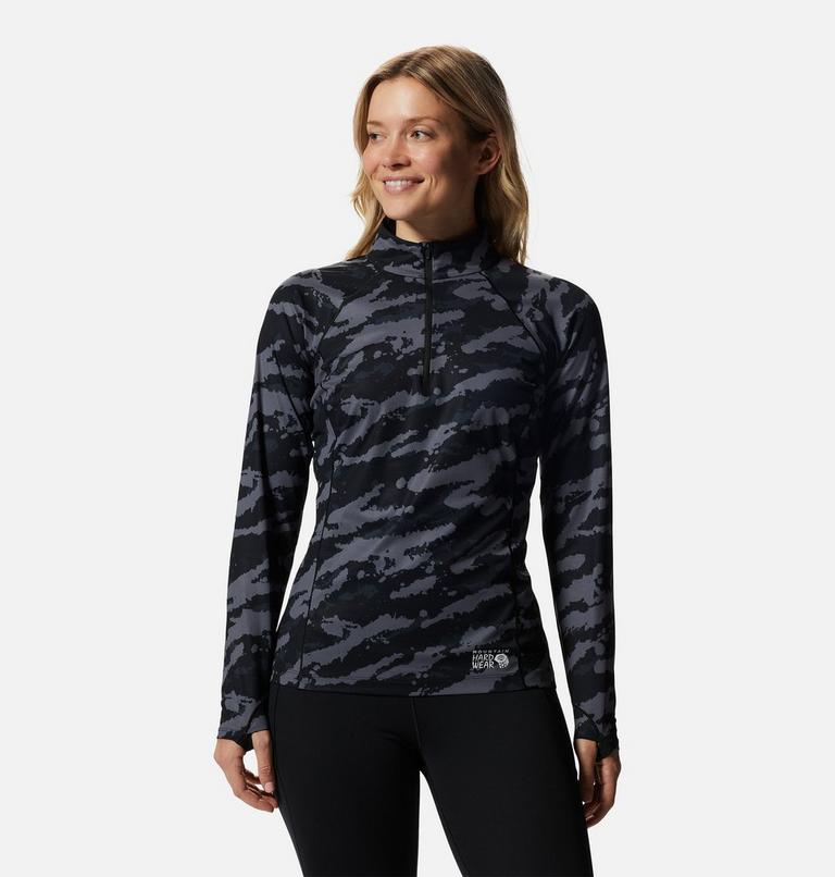 Haut avec demi-fermeture éclair Mountain Stretch Femme, Color: Black Paintstrokes Print, image 1