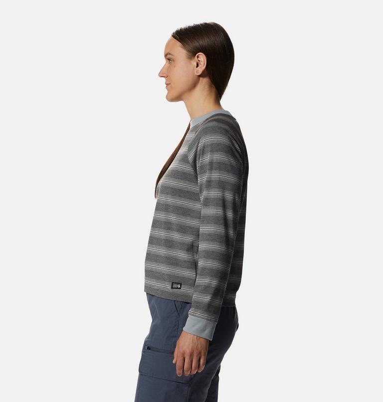 Women's Wander Pass Long Sleeve, Color: Plumas Grey Pacific Stripe, image 3