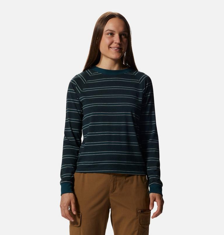 Chandail à manches longues Wander Pass Femme, Color: Dark Marsh Pacific Stripe, image 1