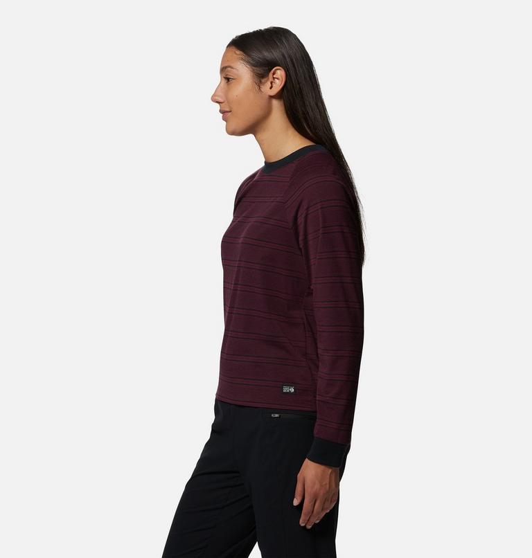 Women's Wander Pass Long Sleeve, Color: Cocoa Red Pacific Stripe, image 3