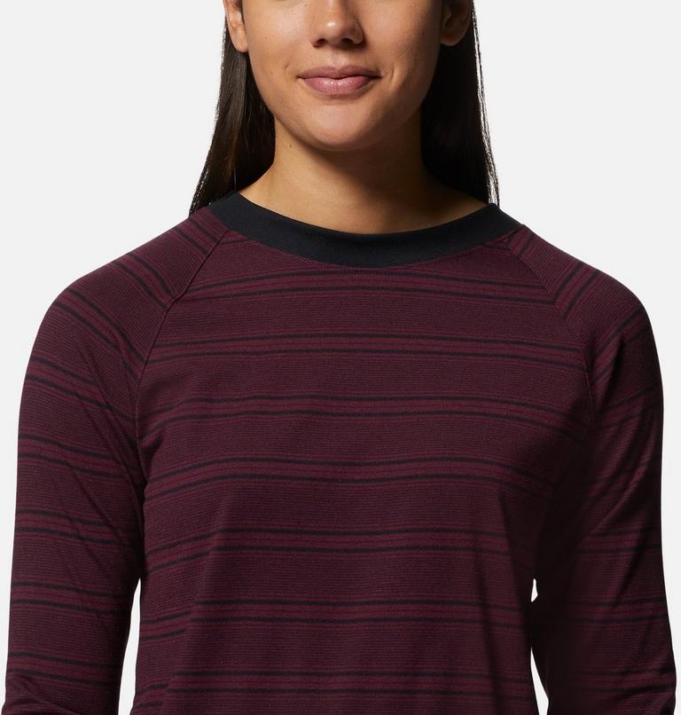 Women's Wander Pass Long Sleeve, Color: Cocoa Red Pacific Stripe, image 4