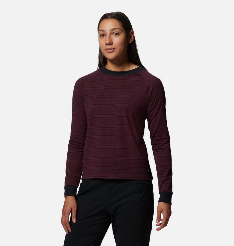 Women's Wander Pass Long Sleeve, Color: Cocoa Red Pacific Stripe, image 5