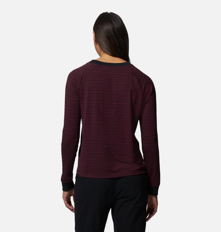 Women's Wander Pass Long Sleeve, Color: Cocoa Red Pacific Stripe, image 2
