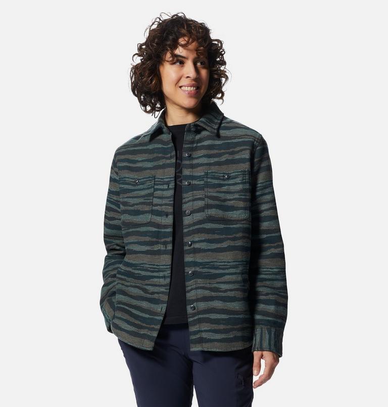 Women's Granite Peak Long Sleeve Flannel Shirt, Color: Dark Marsh Landscape Print, image 6