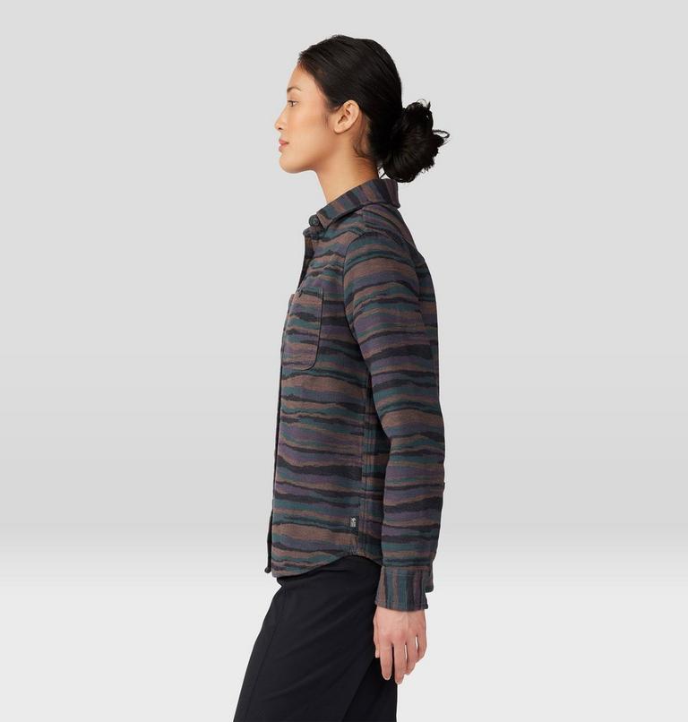 Women's Granite Peak Long Sleeve Flannel Shirt, Color: Dark Marsh Landscape Jacquard, image 3
