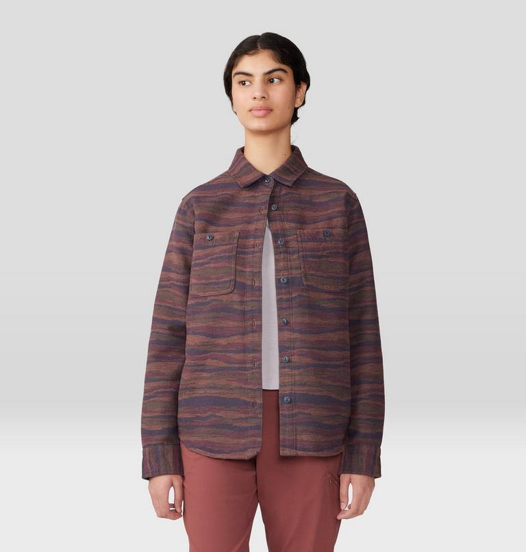 Women's Granite Peak Long Sleeve Flannel Shirt, Color: Clay Earth Landscape Jacquard, image 6