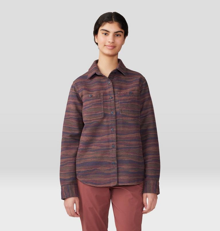 Women's Granite Peak Long Sleeve Flannel Shirt, Color: Clay Earth Landscape Jacquard, image 7
