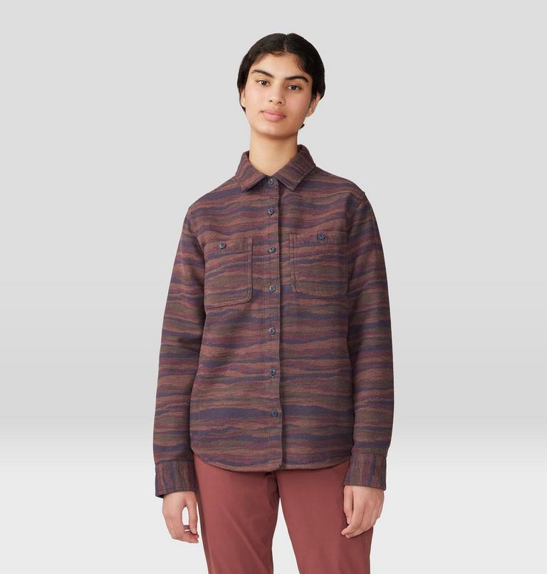 Women's Granite Peak Long Sleeve Flannel Shirt, Color: Clay Earth Landscape Jacquard, image 1