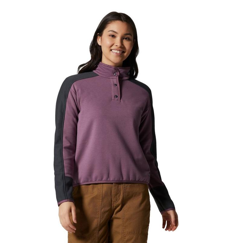 Women's Camplife Snap Neck Pullover, Color: Pale Plum, image 1