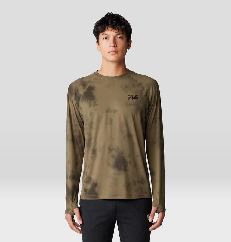 Men's Crater Lake Long Sleeve Crew, Color: Raw Clay Clouds Dye Print, image 1
