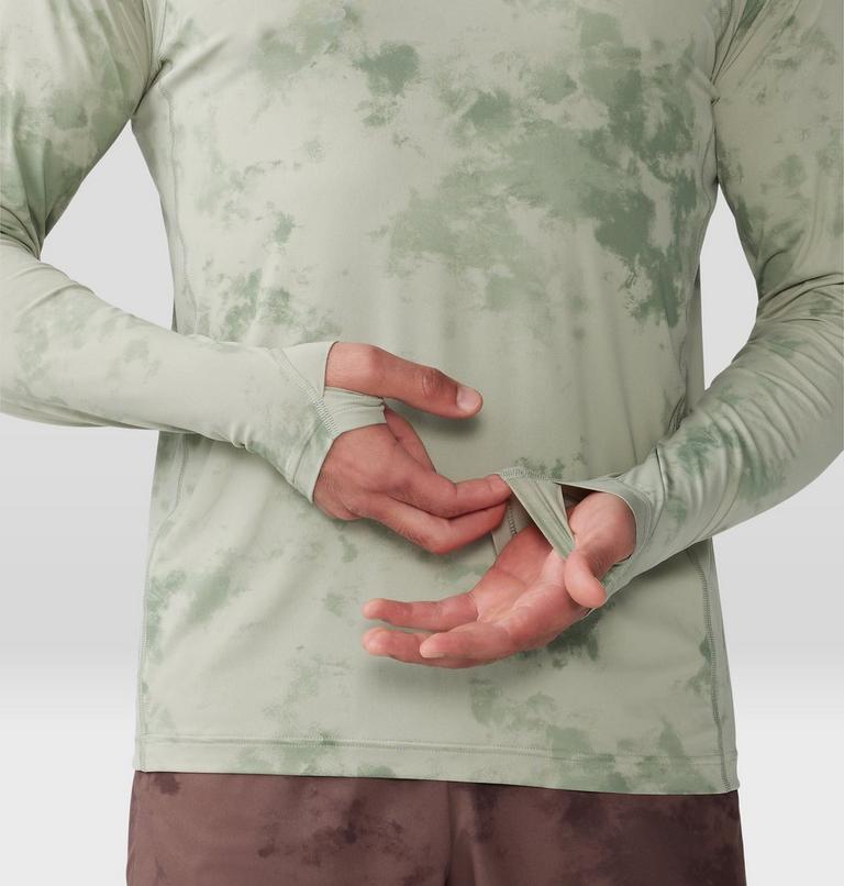 Men's Crater Lake Long Sleeve Crew, Color: White Sage Nebula Print, image 5