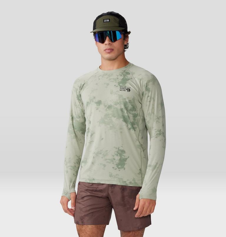 Men's Crater Lake Long Sleeve Crew, Color: White Sage Nebula Print, image 7