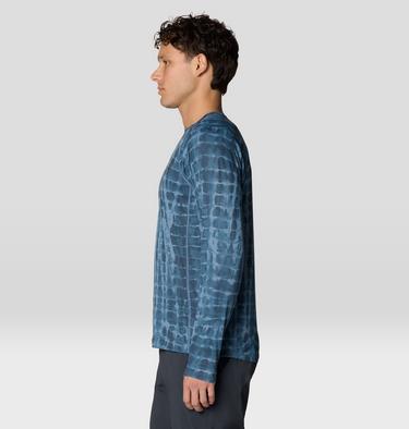 Men's Crater Lake Long Sleeve Crew, Color: Adriatic Blue Prismatic Print, image 8