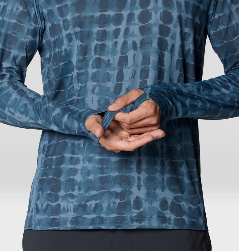 Men's Crater Lake Long Sleeve Crew, Color: Adriatic Blue Prismatic Print, image 6