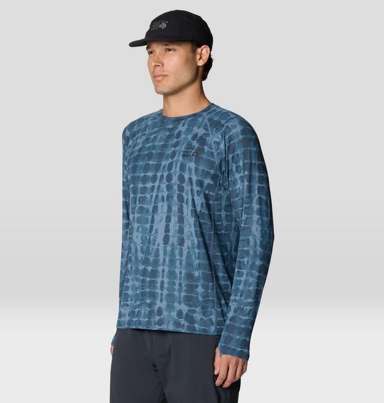 Men's Crater Lake Long Sleeve Crew, Color: Adriatic Blue Prismatic Print, image 7