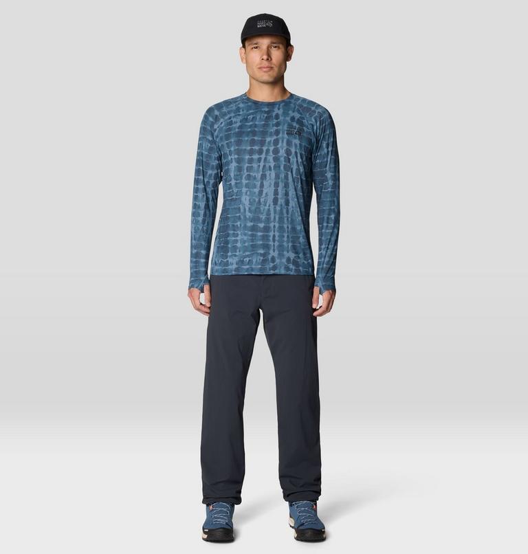 Men's Crater Lake Long Sleeve Crew, Color: Adriatic Blue Prismatic Print, image 2