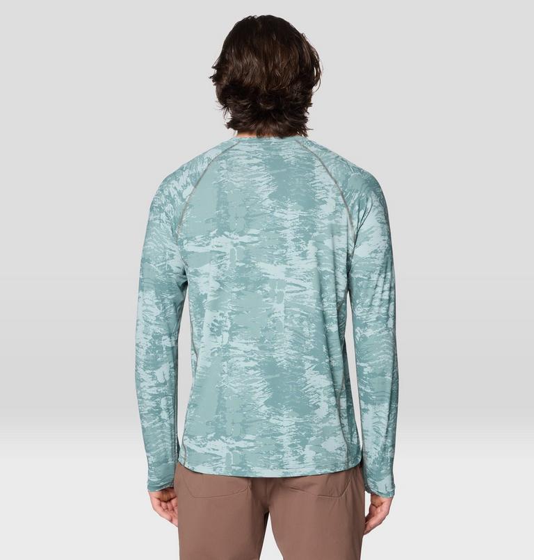 Men's Crater Lake Long Sleeve Crew, Color: Blue Sage Inked Dyed Print, image 3