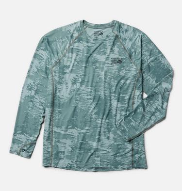 Men's Crater Lake Long Sleeve Crew, Color: Blue Sage Inked Dyed Print, image 2