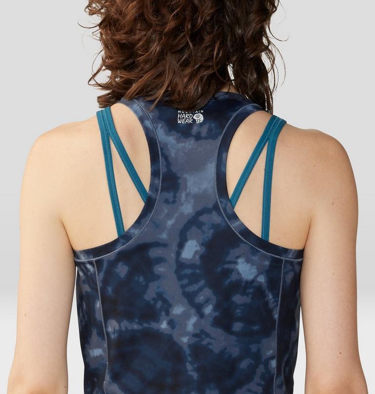 Women's Mountain Stretch Tanklette, Color: Blue Slate Spore Dye Print, image 5