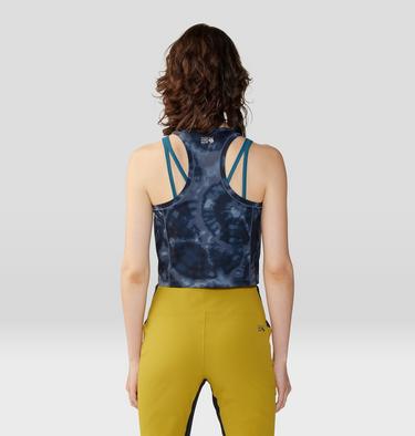 Women's Mountain Stretch Tanklette, Color: Blue Slate Spore Dye Print, image 6