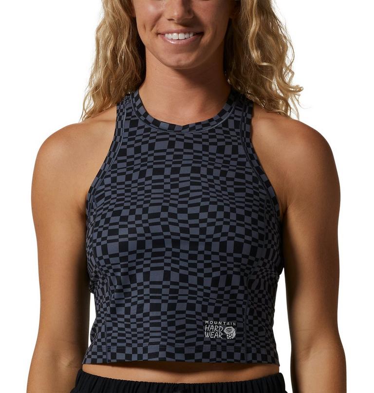 Women's Mountain Stretch Tanklette, Color: Blue Slate Checks Print, image 4