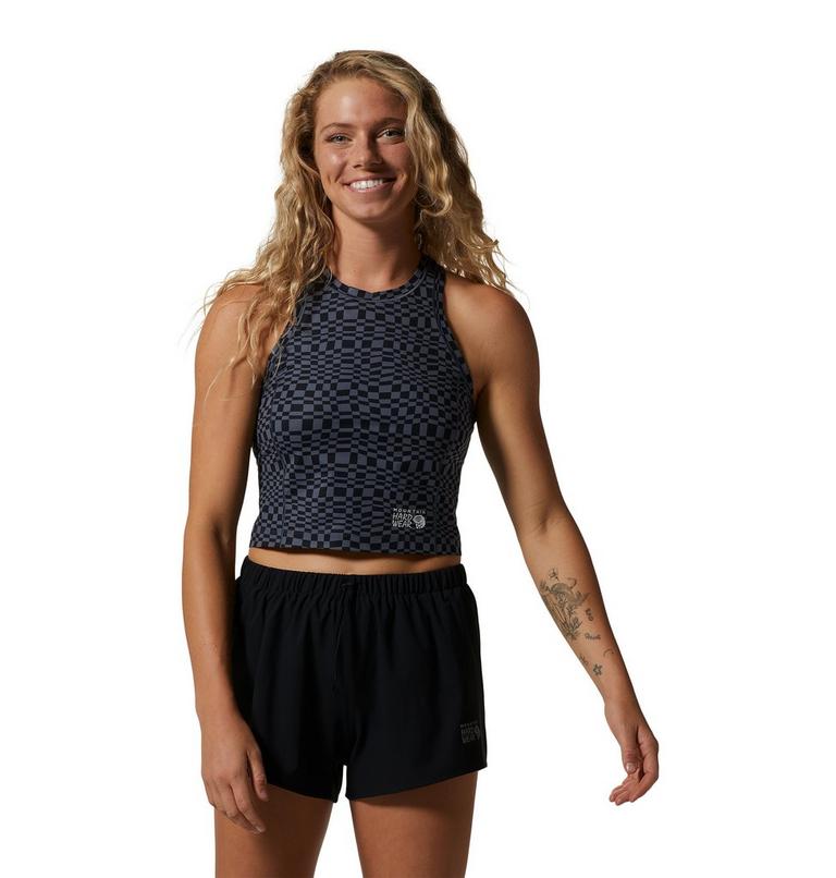 Women's Mountain Stretch Tanklette, Color: Blue Slate Checks Print, image 6