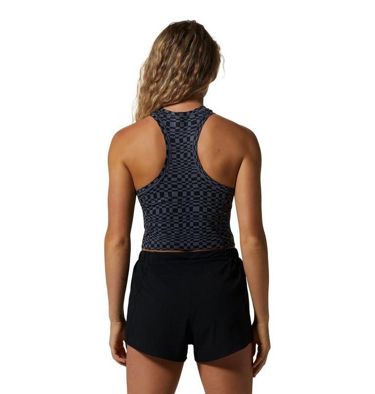 Women's Mountain Stretch Tanklette, Color: Blue Slate Checks Print, image 2