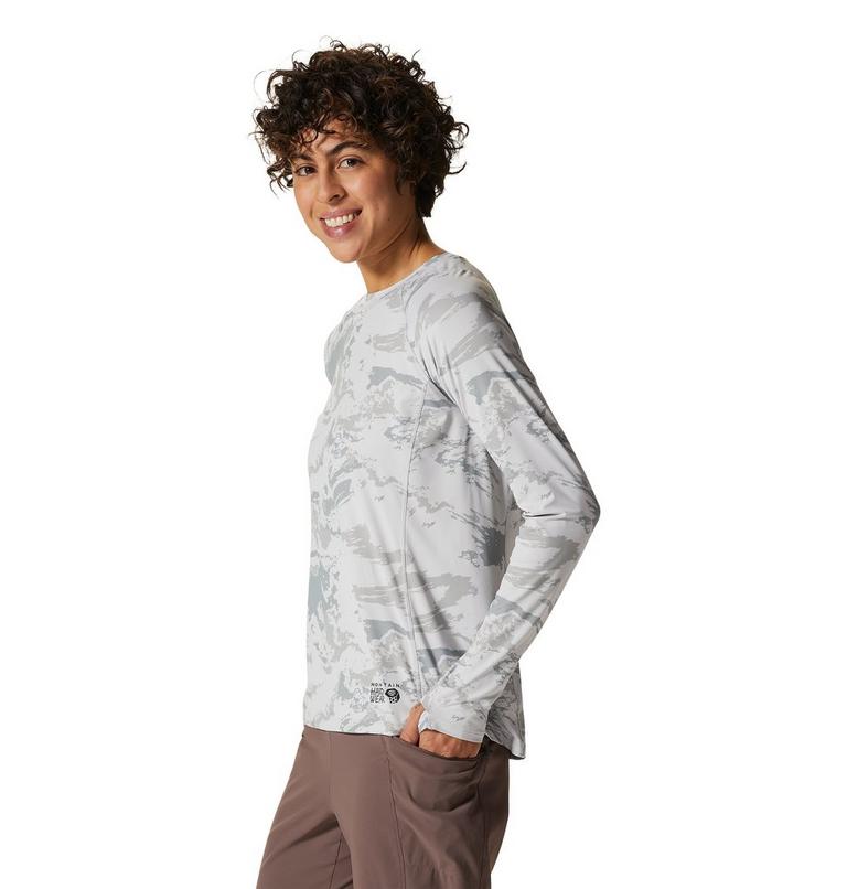 Women's Crater Lake Long Sleeve, Color: Grey Ice Crag Camo Print, image 3