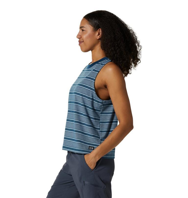 Women's Wander Pass Tank, Color: Dark Caspian Pacific Stripe, image 3