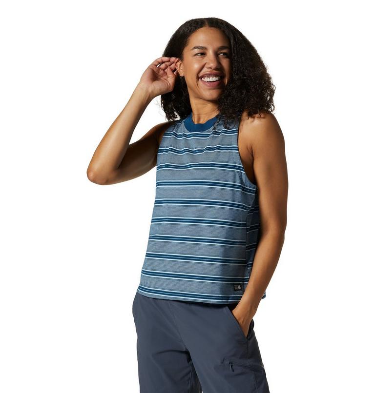 Women's Wander Pass Tank, Color: Dark Caspian Pacific Stripe, image 5